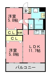 オアシス日佐【3階】の間取り