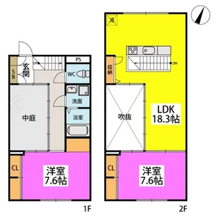 福岡県大野城市筒井4丁目【タウンハウス】の間取り