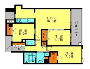 パークスクエア春日原【205号室】の間取り