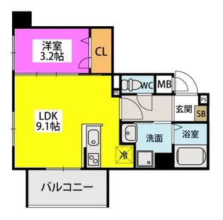 ラフィーネ井尻ⅡB棟【2階】の間取り