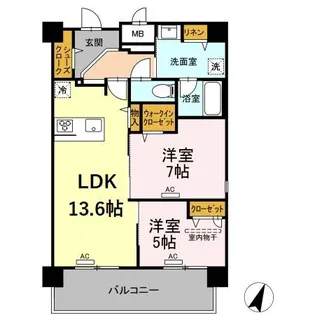 グランデール博多【7階】の間取り