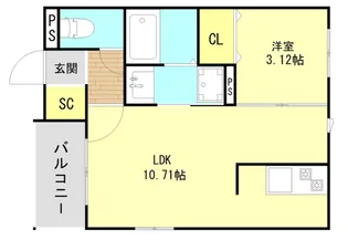 ラシックランテ若葉台西【101号室】の間取り