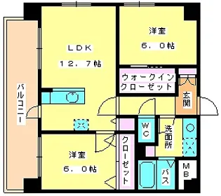レブリアント板付【205号室】の間取り