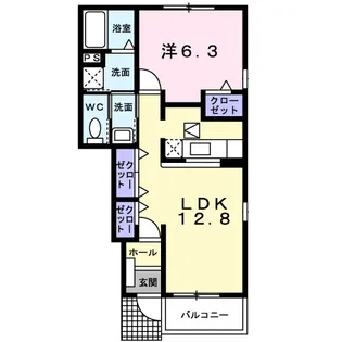 メゾンドヒルズA【1階】の間取り