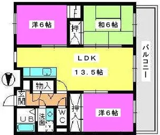 クレール東大利 B【3階】の間取り