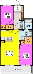 プレジデント正弥博多【102号室】の間取り