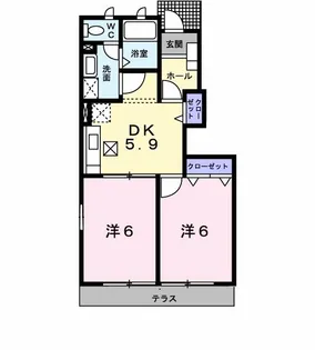 プラシード上ノ山 A【1階】の間取り