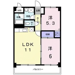 サニーキャッスルB【4階】の間取り
