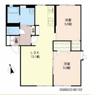 プリモキミ【102号室】の間取り