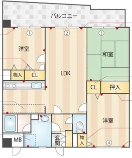 OAK VILLA野多目レジデンス【2階】の間取り