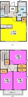 セレーノ上大利【A-2号室】の間取り