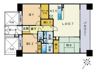 サンリヤンガーデン春日Ⅰ番館【3階】の間取り