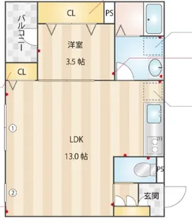 Wウィステリア博多【103号室】の間取り