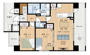 那珂川ヒルズ【401号室】の間取り