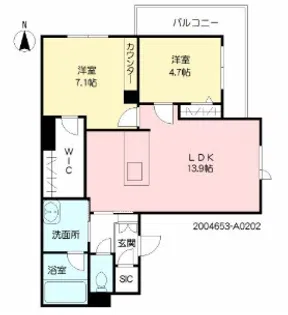 Grandir【202号室】の間取り