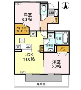 セジュール・プルニエ2 A棟【1階】の間取り