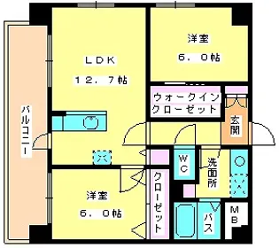 レブリアント板付【404号室】の間取り