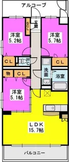 プレミアム西長住【301号室】の間取り