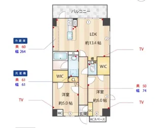 アスールビエント【501号室】の間取り