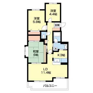 東急ドエルアルス白石【307号室】の間取り