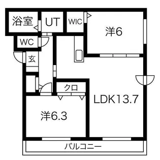 ラ・フェスタ発寒中央B【2階】の間取り