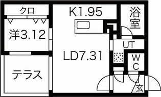 べラルーチェ新札幌【1階】の間取り