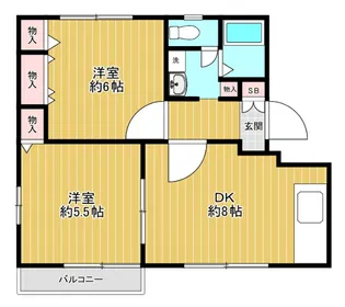 ヴィラ赤山A【2階】の間取り