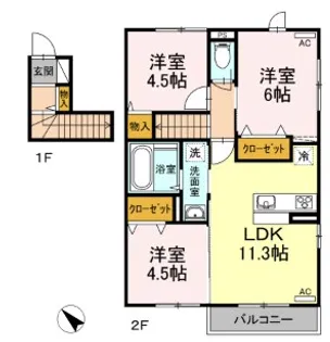 ミルフィールド萩【201号室】の間取り