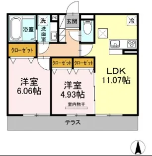 ウエストヒルズ萩Ⅱ【1階】の間取り