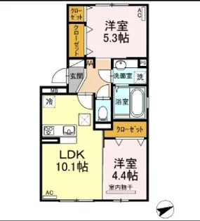 Girasole(ジラソーレ) 【101号室】の間取り