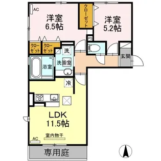 ウエストヒルズ萩Ⅰ【1階】の間取り