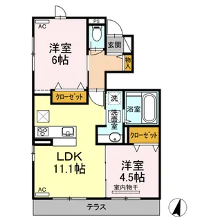 メルシー・ボナール【1階】の間取り