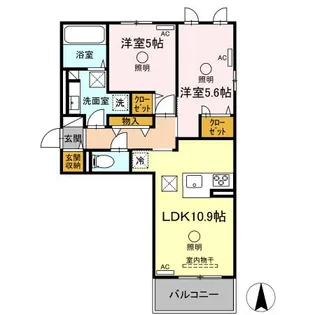 ルピナスシーサイド B棟【201号室】の間取り