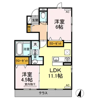 メルシー・ボナール【1階】の間取り