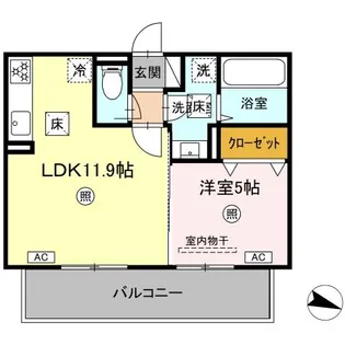 アテリア伍番館【1階】の間取り
