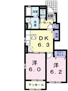 アイビーコートB【1階】の間取り