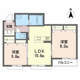 ユキコート椿【203号室】の間取り