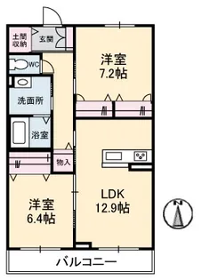 2LDKの間取り画像