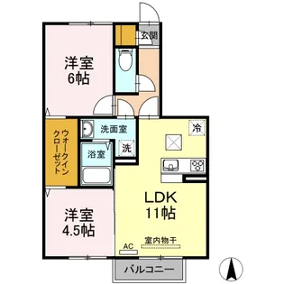レスポワールB棟【102号室】の間取り