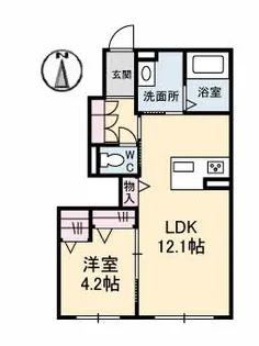 アトリエール北井門【102号室】の間取り