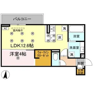 クランツ北井門B【105号室】の間取り