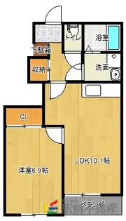 グランディール中広【101号室】の間取り