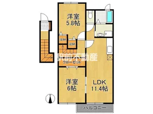 アンソレイユI【203号室】の間取り