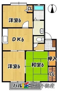 パーシモンズガーデンB棟【B201号室】の間取り