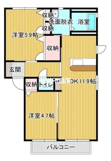 シャルマンメゾン大川【A202号室】の間取り