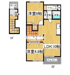 福岡県大川市大字三丸【アパート】の間取り
