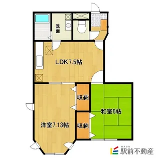 サニーパレス一条C棟【102号室】の間取り