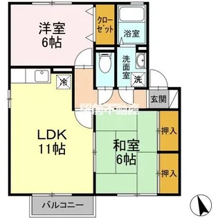 キャッスル徳久A棟【202号室】の間取り