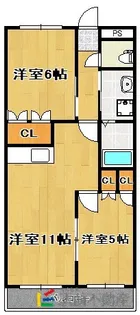 エクセルハイム岩ケ下Ⅱ【106号室】の間取り