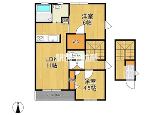 プロヌーブ柿園町G棟【201号室】の間取り